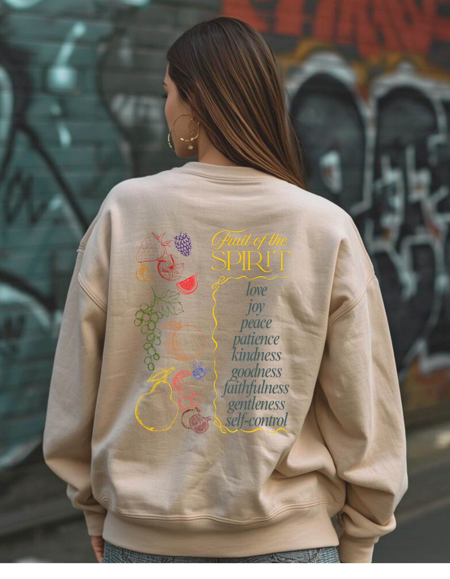 Beige Fruit of the Spirit Crewneck Sweatshirt