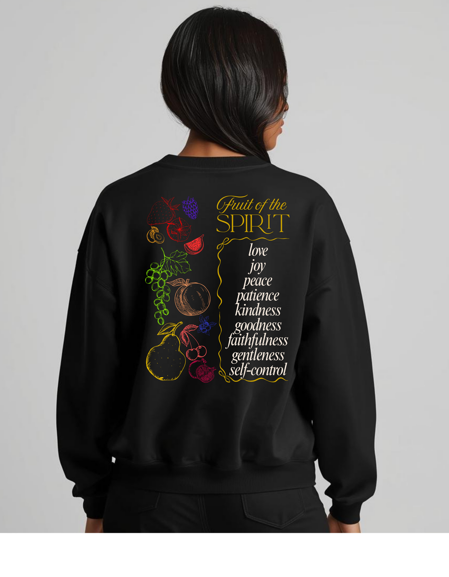Black Fruit of the Spirit Crewneck Sweatshirt