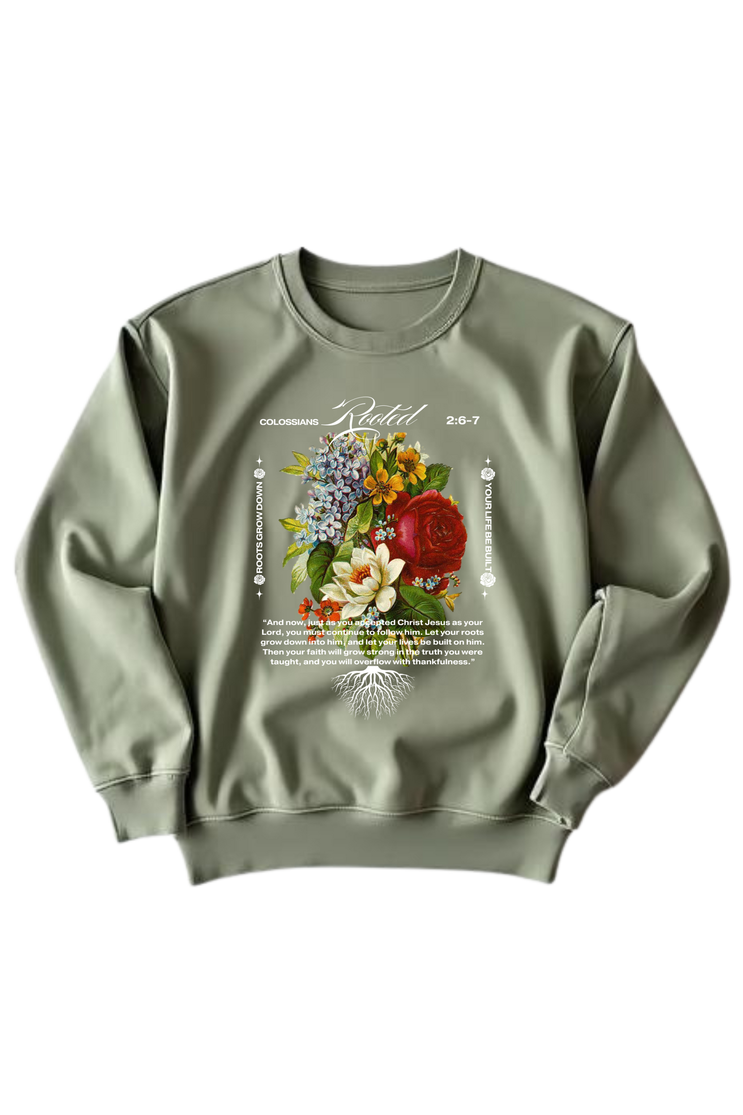 Olive Green Rooted Crewneck