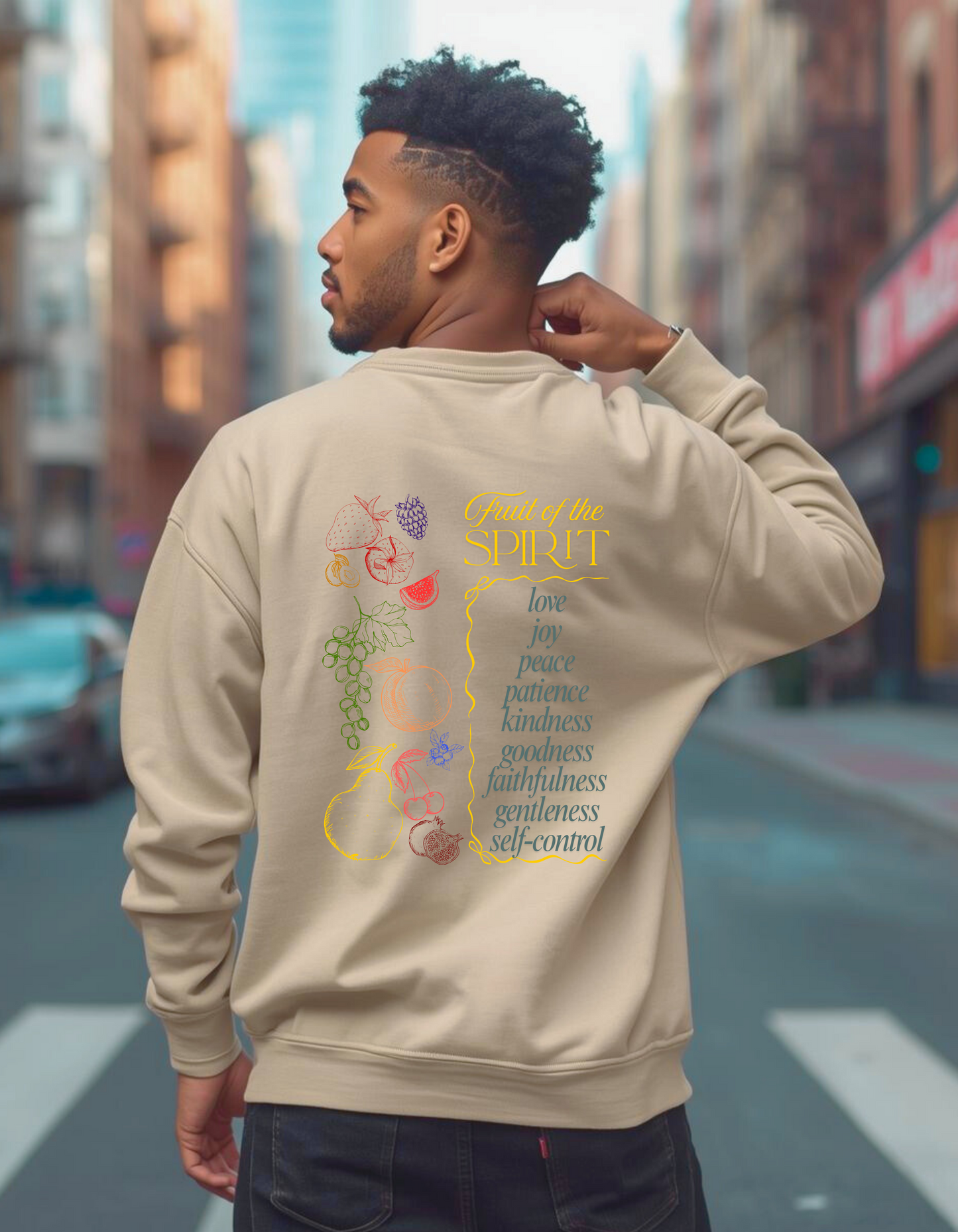 Beige Fruit of the Spirit Crewneck Sweatshirt