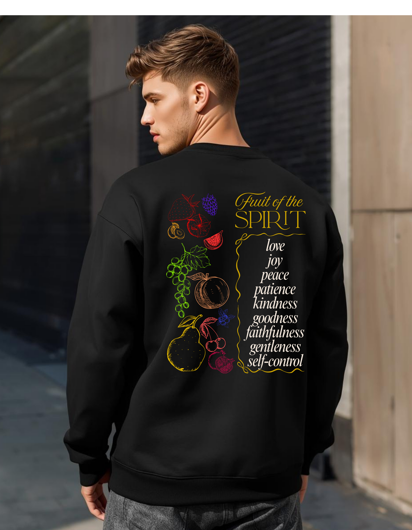 Black Fruit of the Spirit Crewneck Sweatshirt
